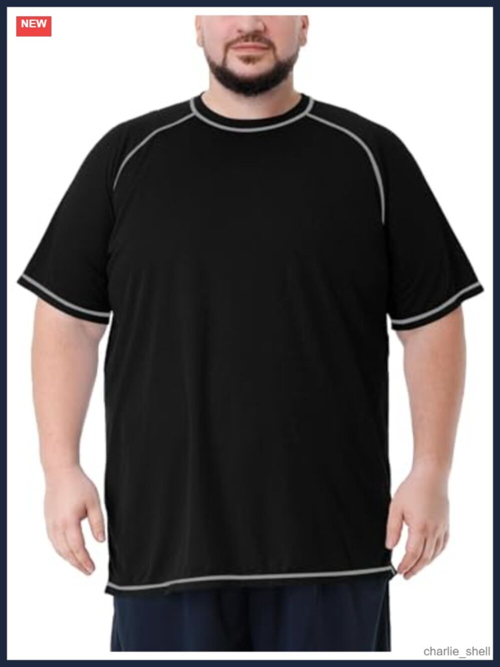 Big & Tall Men's Rash Guard UPF 50+ Quick Dry Swim Shirt Raglan Sleeve